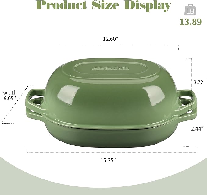 Enameled Cast Iron Oval Dutch Oven Pot with Lid, Dutch Oven for Sourdough Bread Baking, Oval Bread Pan, Bread Oven, Bread Dutch Oven, 7qt, Pistachio Green