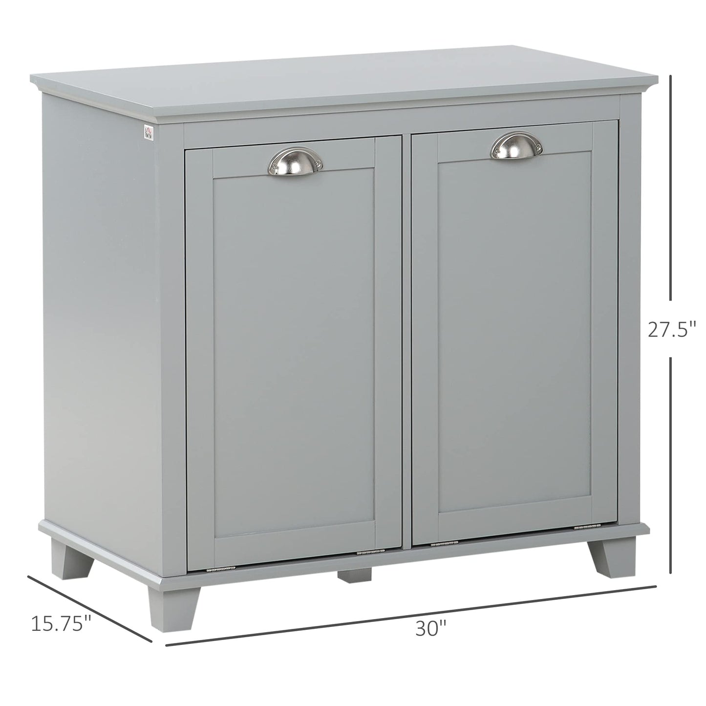 Amacv Tilt-Out Laundry Sorter Cabinet, Bathroom Storage Organizer with Two-Compartment Tilt-Out Hamper, Gray