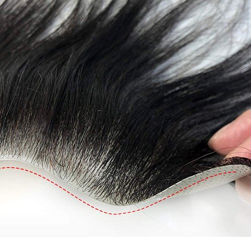 Maweilar Frontal Hairpiece for Men, Hair Extension Hairline Loss Straight Tape in Human Hair Toppers Replacement Toupee (Natural Black, 0.78"x6.3", 6")