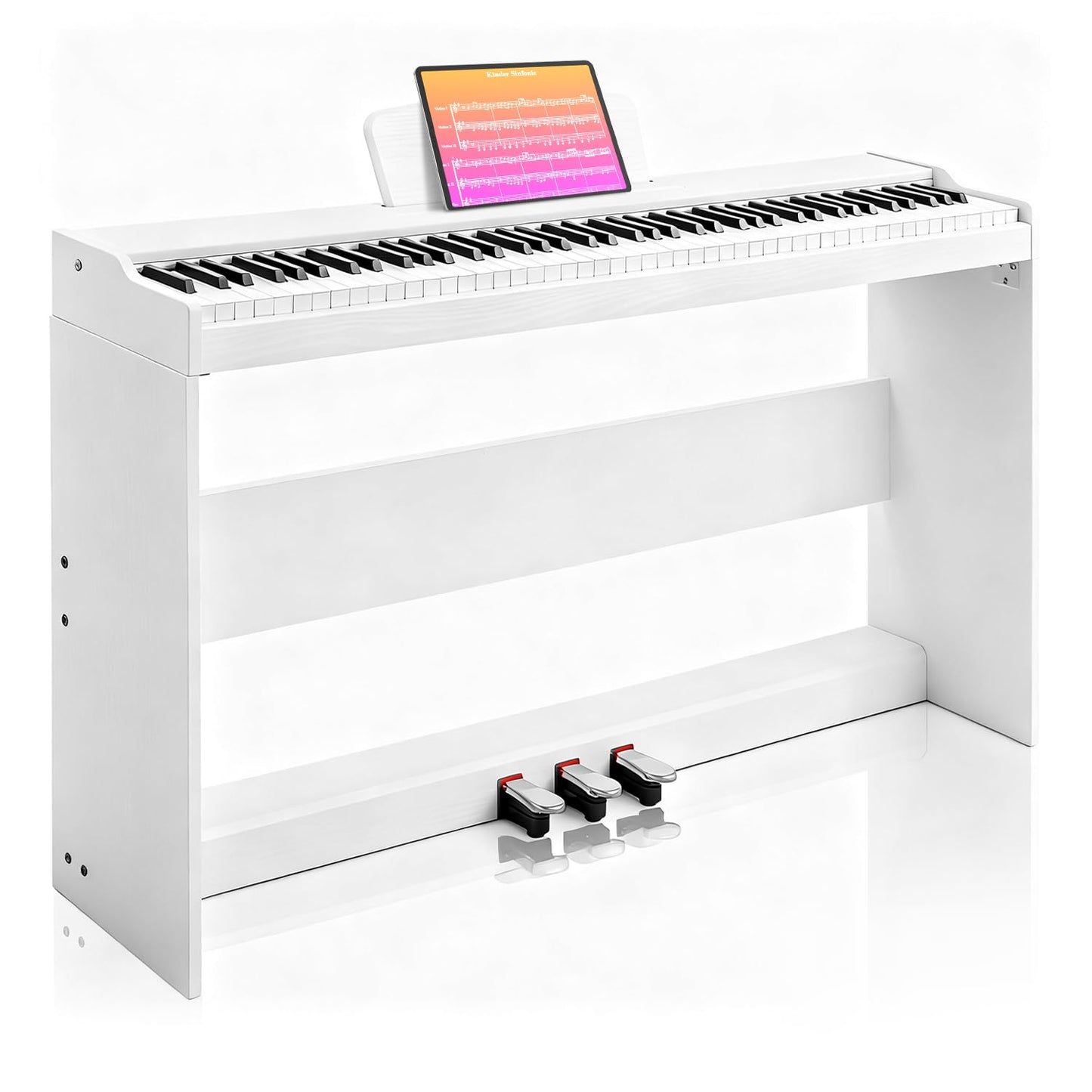 AiJoy 88-Key Digital Piano for Beginners, Velocity-Sensitive Keys, Electric Piano with Triple Pedal, MIDI & Headphone Support, Compact Elegant Design, Christmas & Birthday Gifts, White (ADP10)