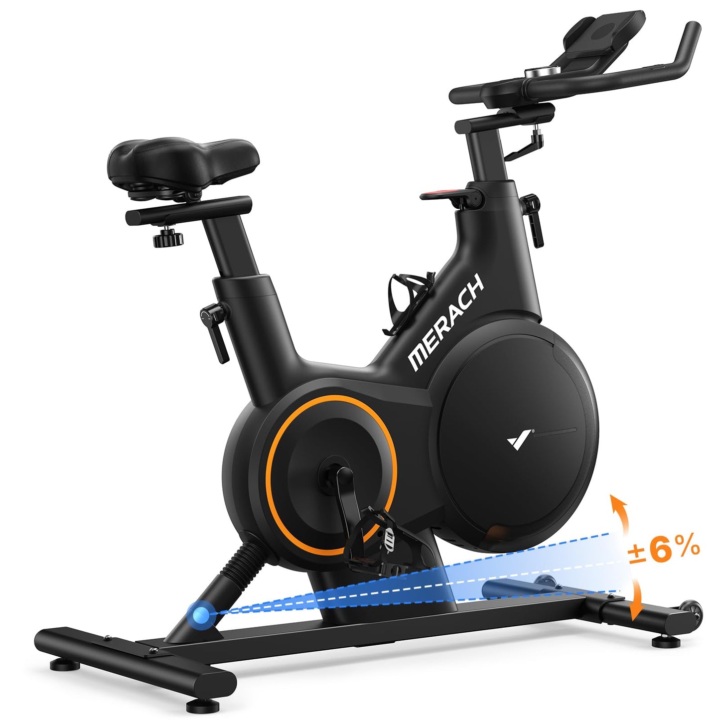 Merach Magnetic Exercise Bike, Heavy Duty Stationary Bike with Automated Resistance, 350 Lbs Weight Capacity, Low Noise Indoor Workout Bike for Home Gym with Self-Developed App
