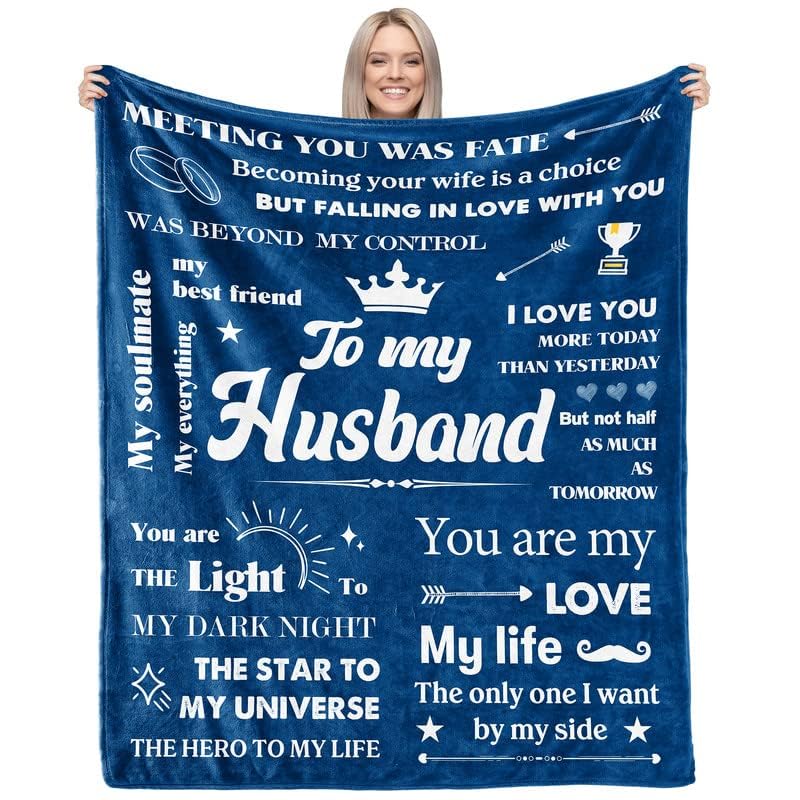 Father's Day Birthday Gifts for Husband from Wife, Romantic Husband Birthday Gift from Wife to My Husband Blanket Christmas Anniversary Valentines Gifts for Husband from WifeThrow Blanket 50*60