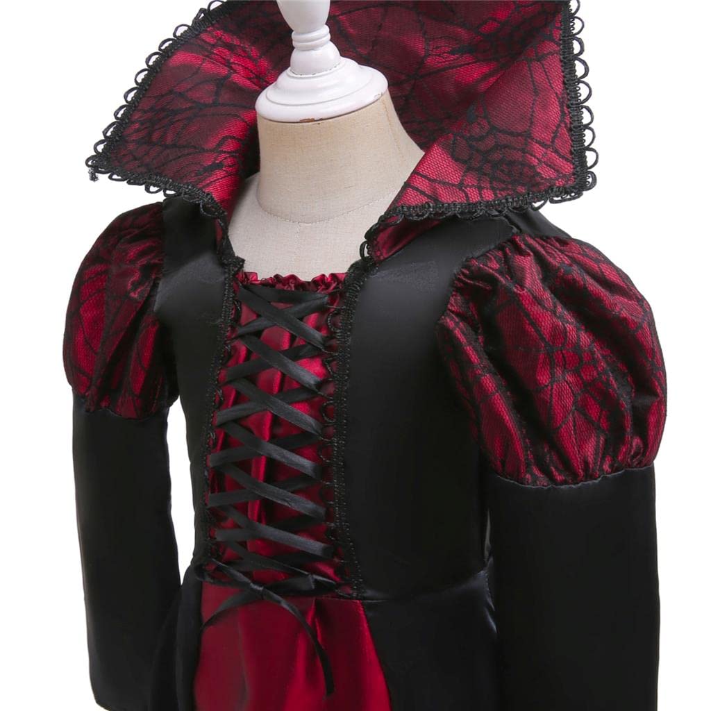 Dressy Daisy Little Girls Noble Medieval Royal Gothic Vampire Queen Halloween Costume Fancy Dress Up with Choker Size 5-6, M