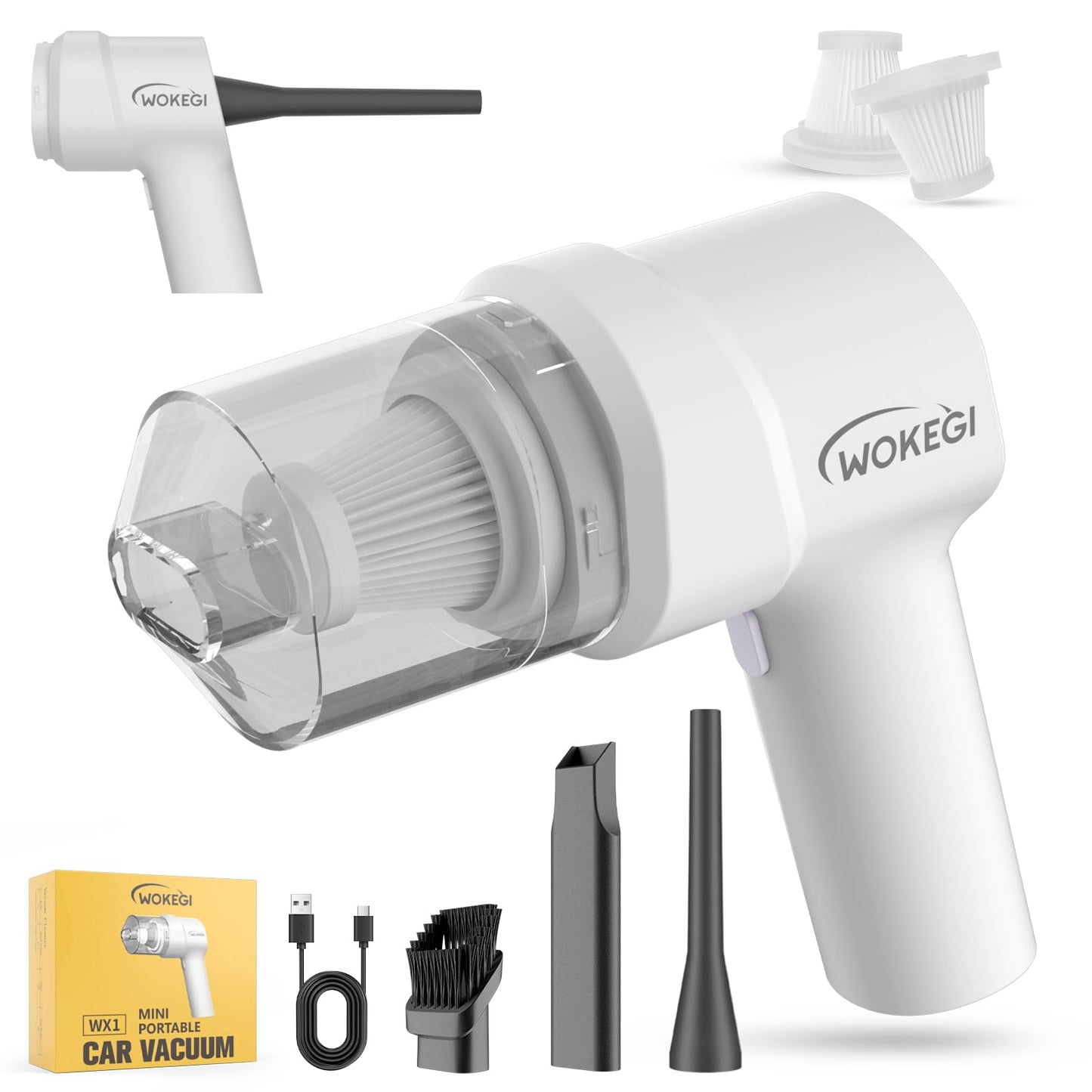 Handheld Mini Car Vacuum, 10000Pa Cordless Portable Vacuum With 2000Mah Battery, 3 In 1 Small Vacuum Cleaner & Air Duster With T