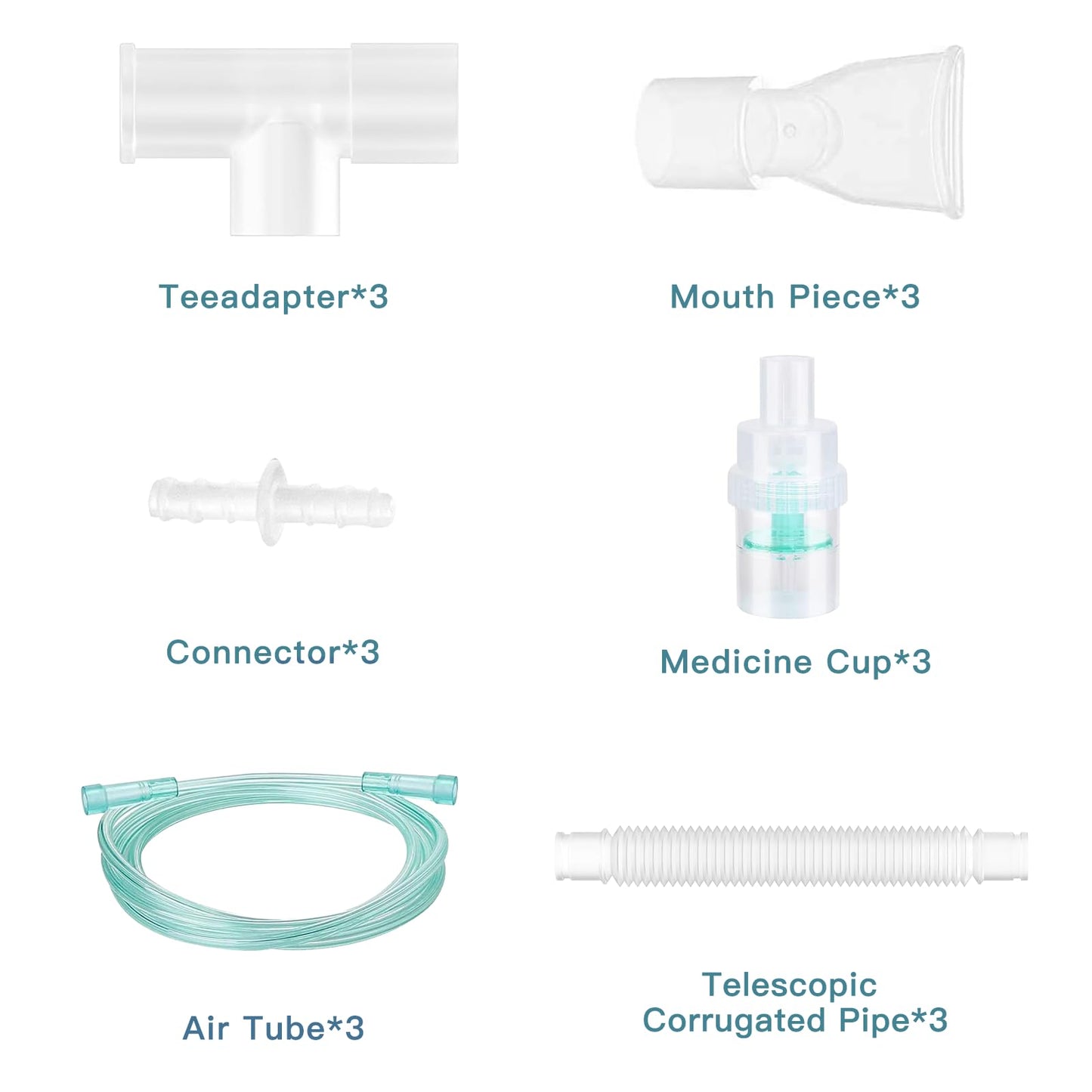 3 Packs Nebulizer Replacement Kit Nebulizer Tubes and Nozzles with Adjustable Telescopic Tubes for Adults and Children