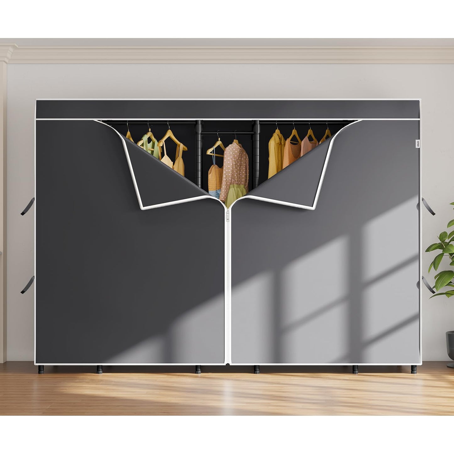 VIPEK V50C Black Portable Closet Rack with Black Cover, Large Freestanding Wardrobe Closet Heavy Duty Clothes Rack Sturdy Clothing Rack for Hanging Clothes, Max Load 1300lbs