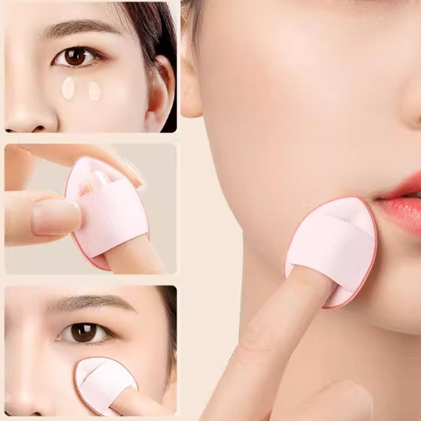 ROYHOO 75PCS Finger Powder Puff Mini Makeup Sponge Soft Beauty Makeup Blender Puff for Foundation, Face Powder, Under Eye Settin