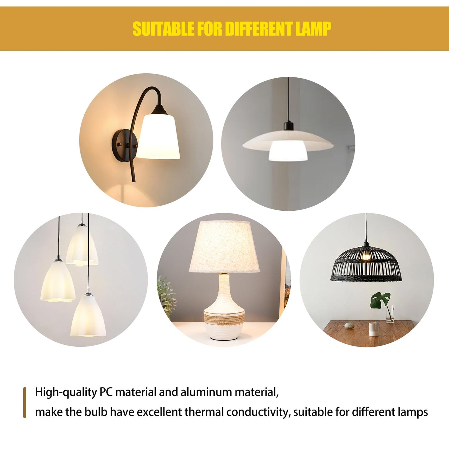 Emergency Rechargeable Light Bulbs 6 Pack, Keep Lighting When Power Failure, A21 9W 60W Equiv., Battery Operated Light Bulb with 1200mAh for Home Camping, Emergency Time 4-5 hrs(with Hook, Warm White)