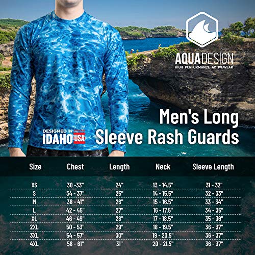 Aqua Design Mens Rash Guard Long Sleeve Water Shirt, Swimming Shirts for Men