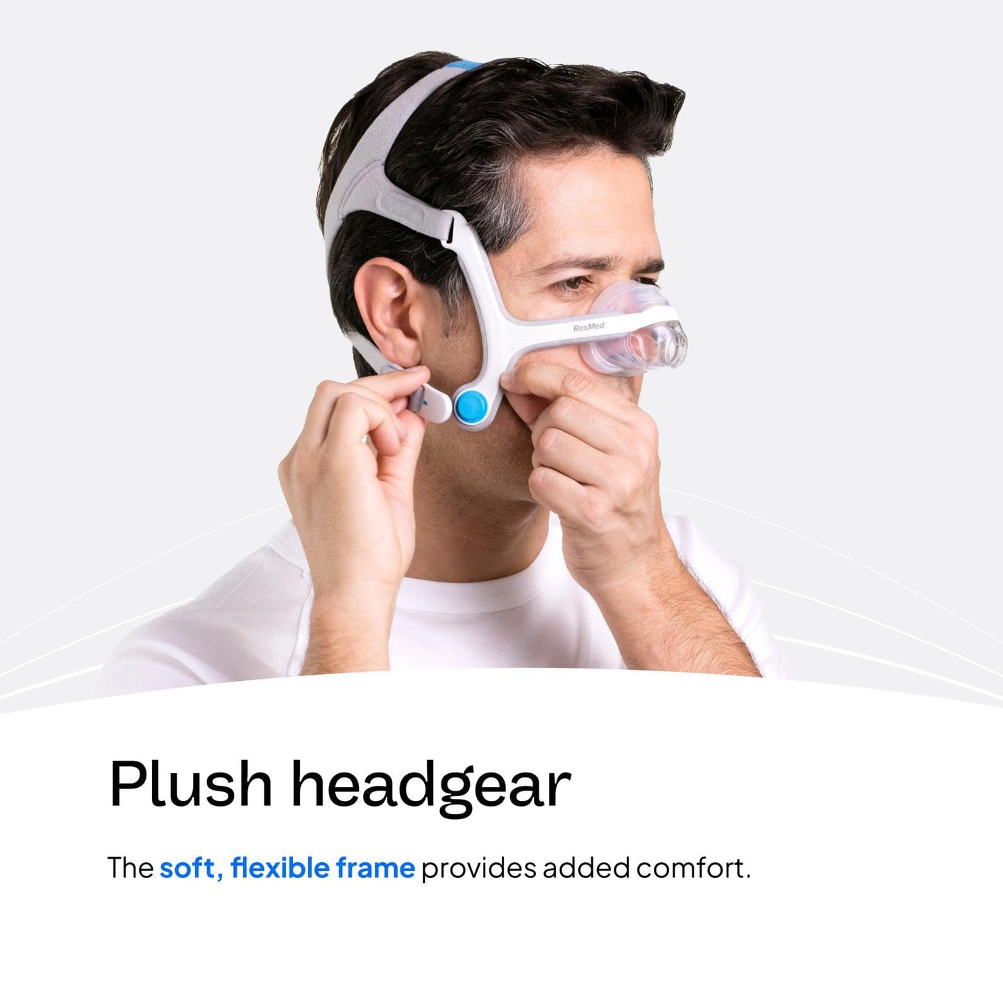 Resmed AirFit/AirTouch N20 Headgear - Replacement CPAP Headgear - Frame System & Nasal Cushion Not Included - Premium CPAP Accessories - Medium, Blue