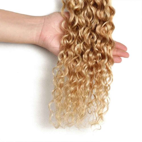 Giginger P27/613 Blonde Jerry Curly Human Hair Bundles 14 16 18 Inch Highlight Honey Blonde Jerry Curly Bundles 100% Unprocessed Raw Quick Weave Hair for Black Women