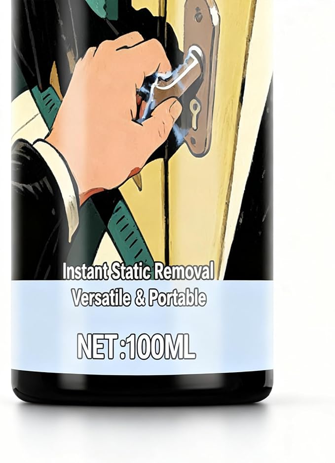 Anti-Static Spray, 100ml Clothing and Hair Mist for Women, Prevents Static on Hair, Clothes, Shoes, Travel, Home, Furniture, Bed, Couch, Ironing, and Laundry