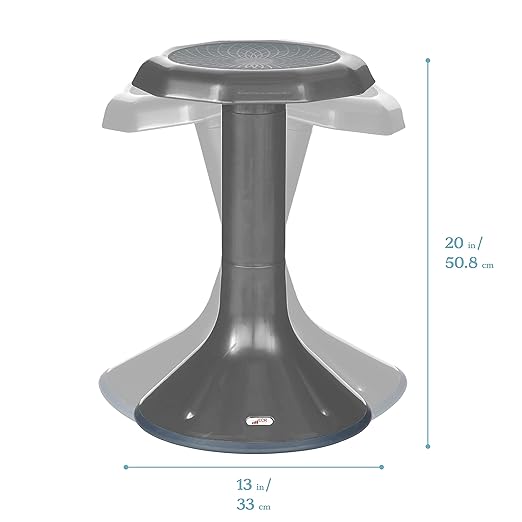 ECR4Kids ACE Active Core Engagement Wobble Stool, 20-Inch Seat Height, Flexible Seating, Grey