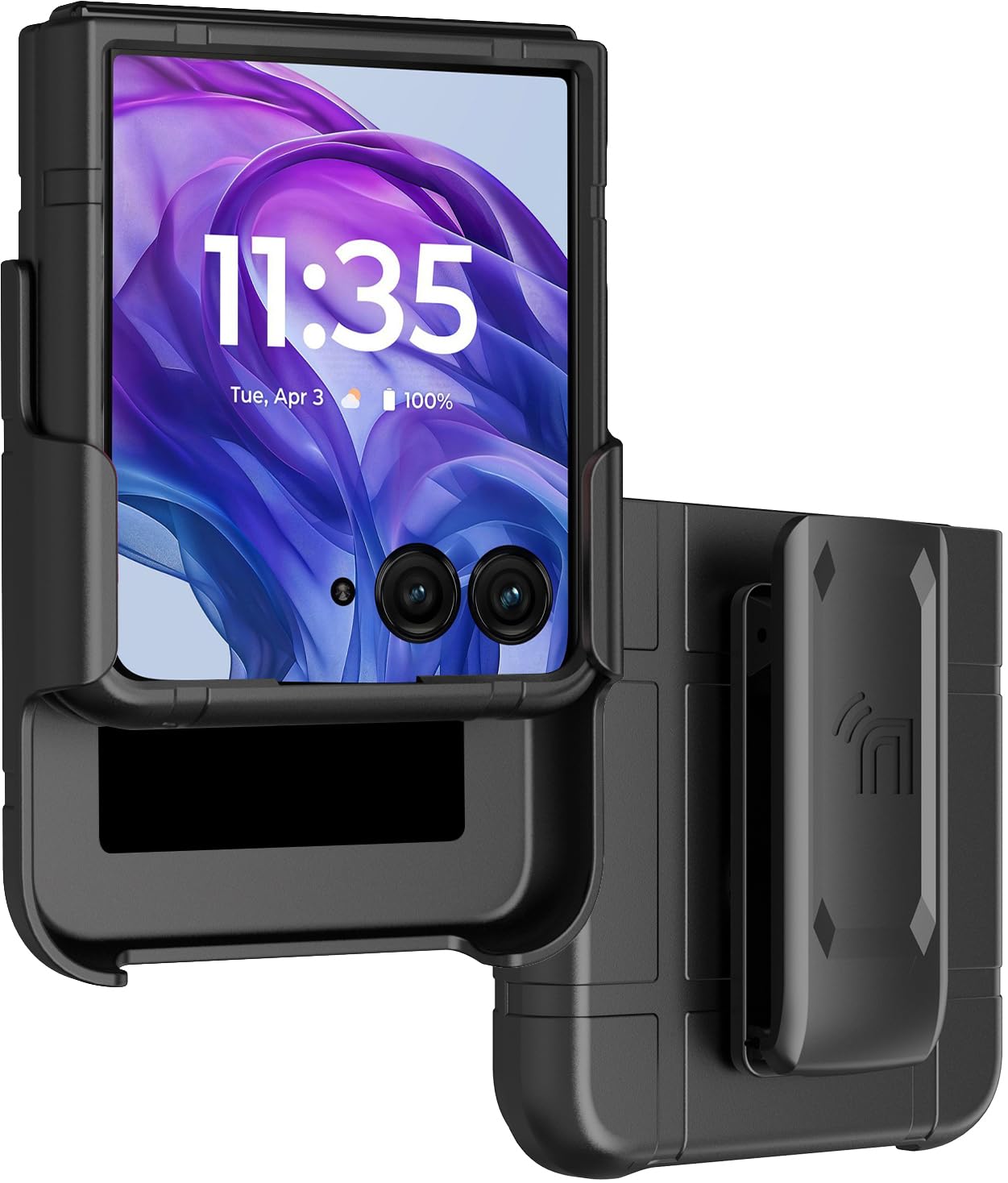 Case With Clip For Motorola Razr+ 2024/2025, Nakedcellphone Textured Slim Hard Shell Cover And [Rotating/Ratchet] Belt Hip Holst