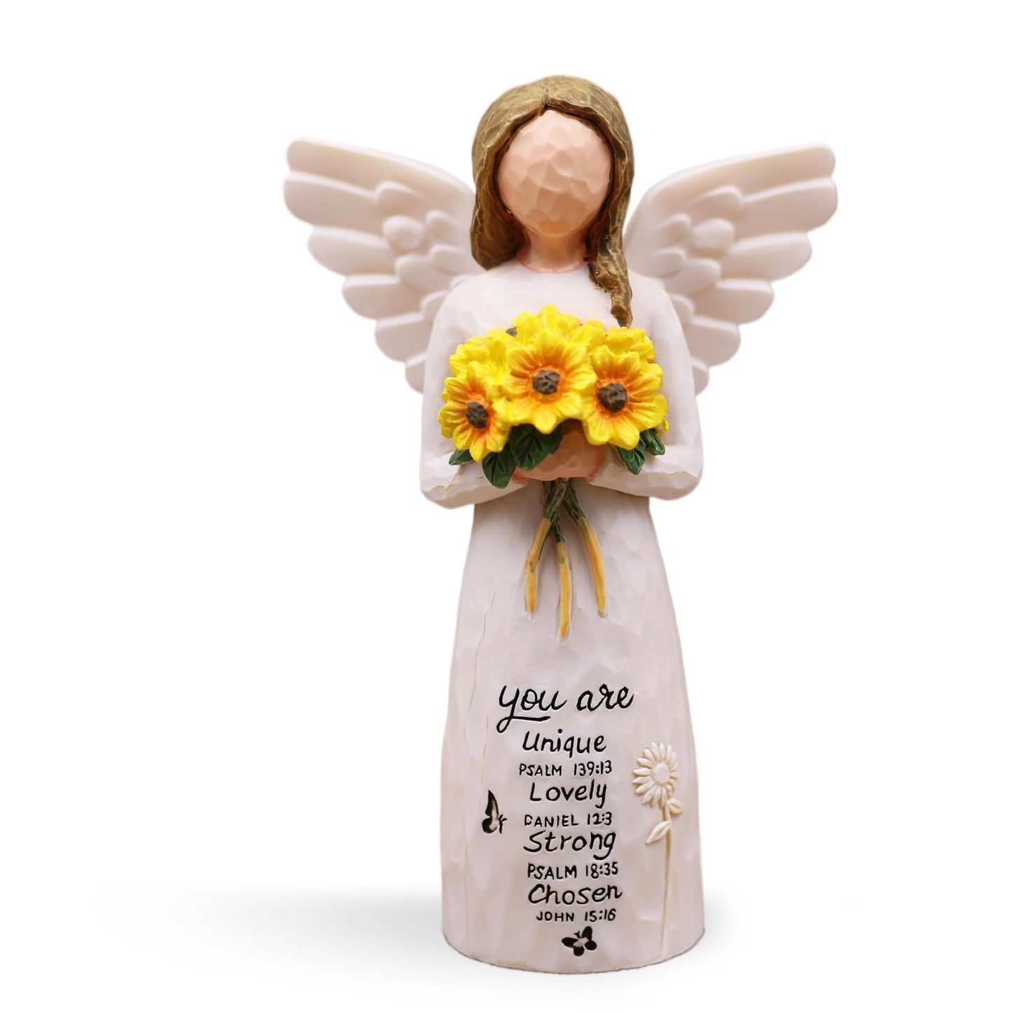 AUMELO Christian Gifts for Women Birthday Unique, Religious Gifts for Women, Friends, Mom, Sister-Spiritual Inspirational Gift, Hand-Painted Sunflower Angel Figurine