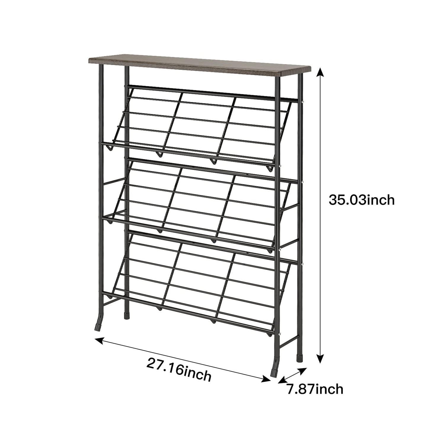 JZM Shoe Rack Storage, Narrow 4 Tier Metal Shoe Storage Shelf, Free Standing Shoe Racks, Space Saving Shoe Rack Organizer for Entryway, Hallway, Bedroom, Living Room(12-16 Pair)