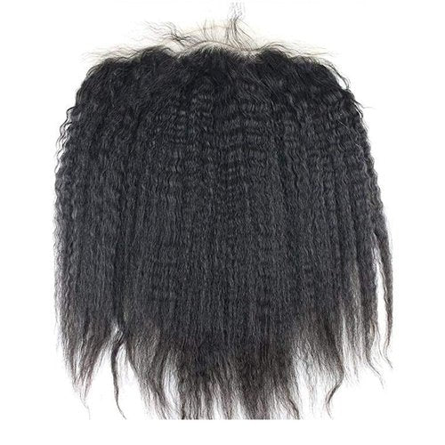 Dreambeauty 13×6" Transparent Full Lace Frontal Closure Kinky Straight Ear to Ear Free Part Unprocessed Brazilian Virgin Human Hair Extensions With Baby Hair Bleached Knots Natural Color (14 Inch)