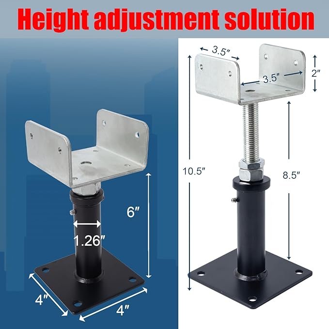YXGJDP 4 Pack U-Shaped Floor Jack - Adjustable Steel Beam Support for 4x2, 4x4, 4x6 Joists Heavy Duty Screw Jack with U-Head Telepost & House Jack.6-9 Inch Adjustment Range