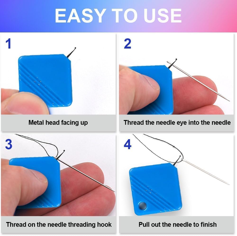 Automatic Needle Threaders for Hand Sewing, 2025 Upgrade Embroidery Floss, Sewing Machine Needle Threader, Sewing Supplies Tool, Fits All Needle Sizes (10, Red)