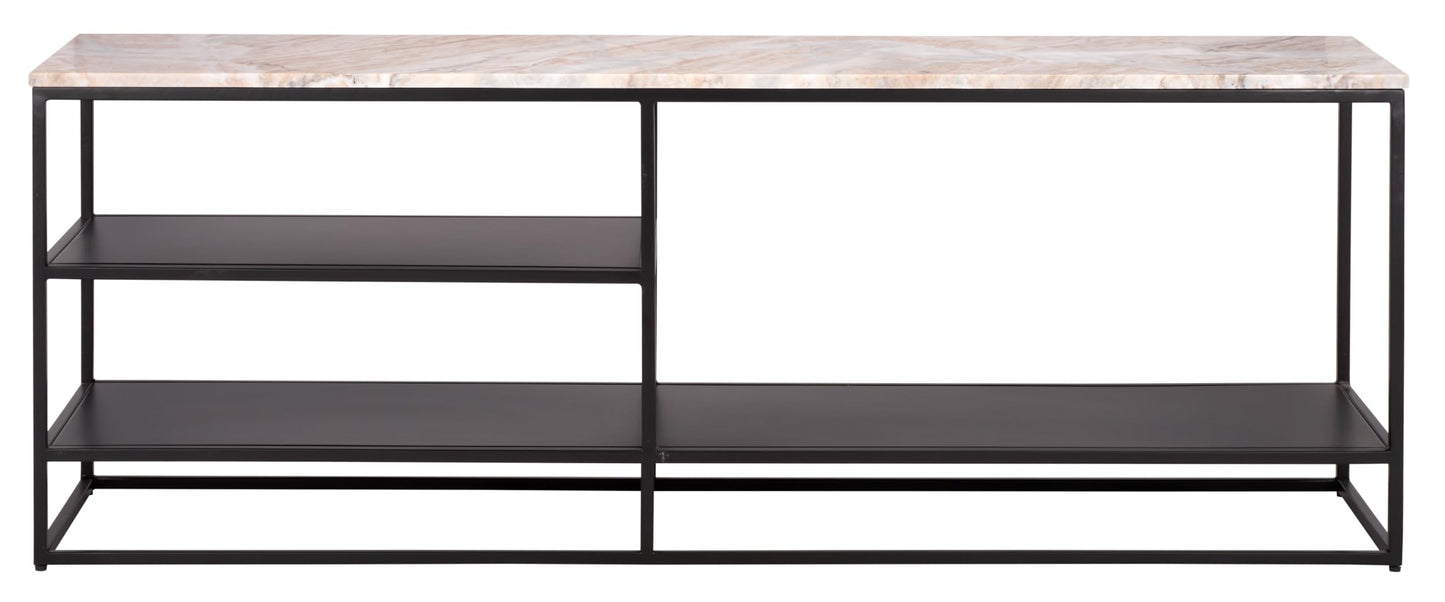 SAFAVIEH Couture Collection - Macklyn Marble Top Console Table with 2 Shelves, Light Brown & Black, Modern Storage Accent (SFV5770A)