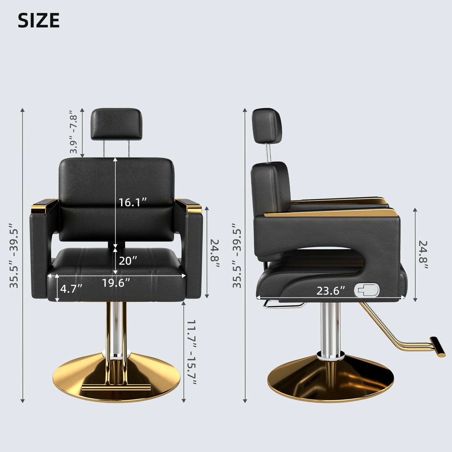 Zevemomo Barber Salon Chair for Hair Stylist, Reclining Backrest Adjustable Headrest Seat Height, Heavy Duty Hydraulic Pump with 360° Swivel for Barbershop, Home 330LBS Capacity, Black