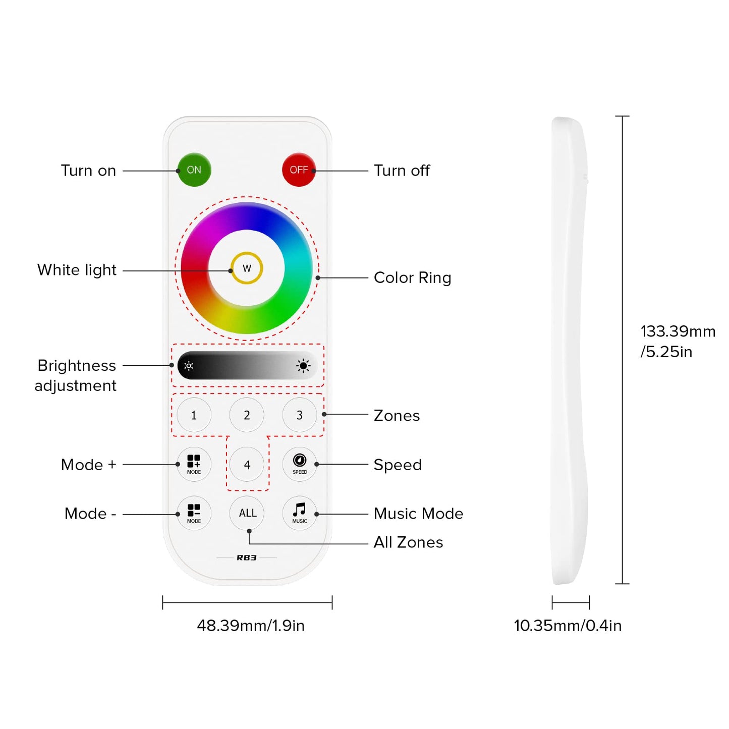 BTF-LIGHTING SP630E Bluetooth Controllers 4 Zones 2.4GHz RF RB3 Remote Kit Support FCOB COB SMD PWM or SPI RGB RGBW LED Strip WS2811 WS2812B WS2814 WS2815 SK6812 IC etc DC5V DC12V DC24V