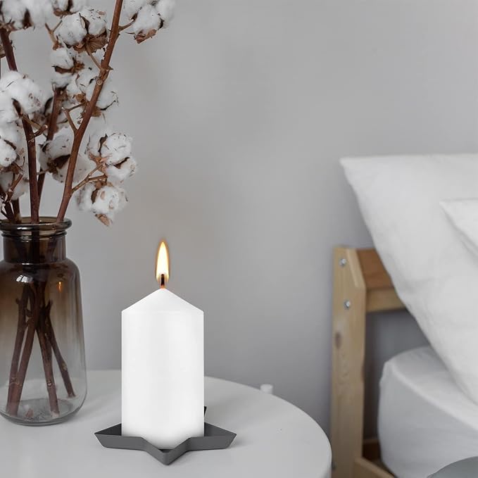 20 Pcs Bulk Long Burning Wax Pillar Candles 2" x 4" Dripless Unscented Smokeless for Wedding Party Spa Lantern Fireplace Home(White)