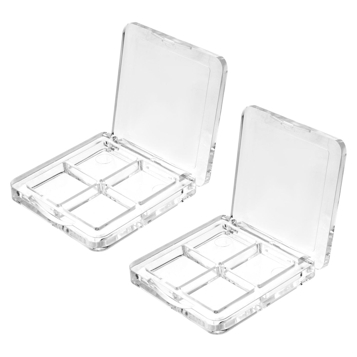 Beaupretty 2PCS Empty Makeup 4 Grids DIY Blush Lipstick Eyeshadow Powder Dishes Boxes Tray Holder for Women Girls Makeup Mixing