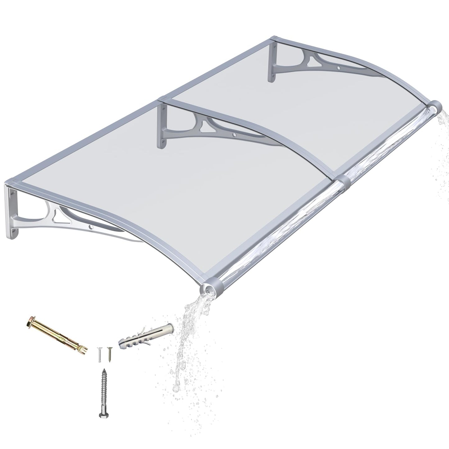 Awning for Door Entrance,40x60 Inch Awnings for Doors with Drainage Sink,Window Canopy Exterior with Aluminum Alloy Bracket,Solid Polycarbonate Cover,UV,Rain,Snow Protection for House,Porch,Patio,Deck