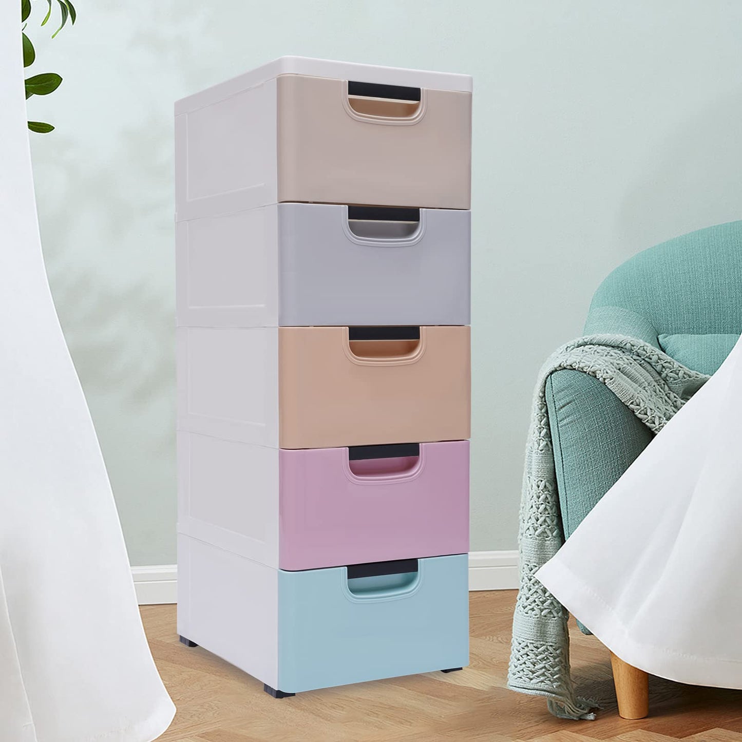 Plastic Drawer 5-layer Closet Storage Baby Clothes Organizer Plastic Dresser with Drawers Dresser Clothes Drawer Small Kids Dressers for Bedroom Clothes Playroom Furniture Toys