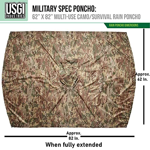 USGI Industries Military Style Poncho Multi Use Rip Stop Camouflage Rain Poncho