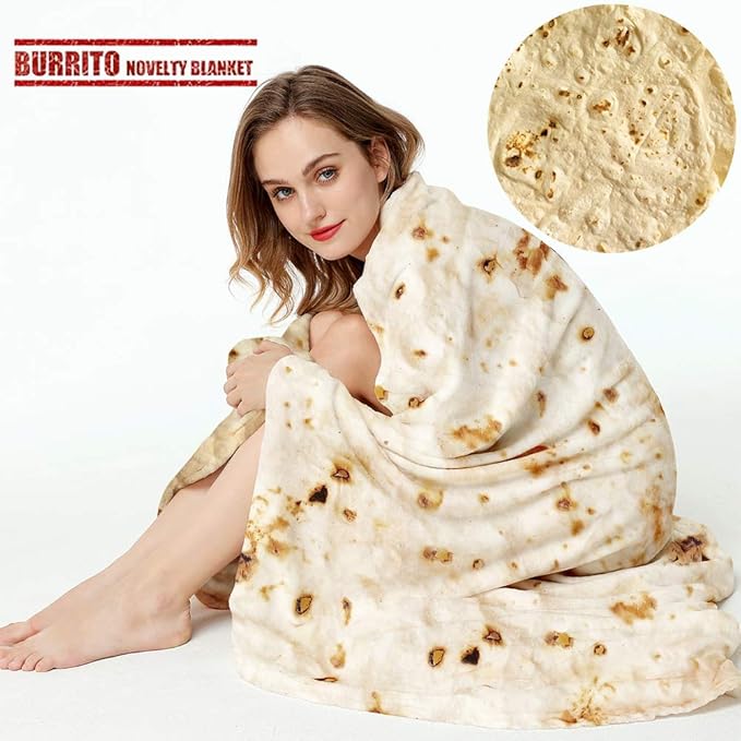 LetsFunny Burrito Tortilla Throw Blankets for Adults Teen Kids, Double Sided Tortilla Taco Wrap Blankets, Novelty Realisti...
