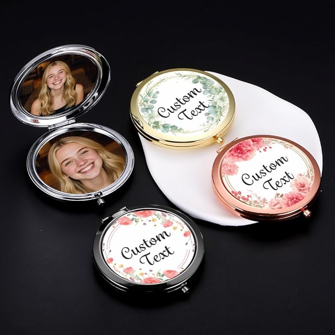 Eunigem Personalized Compact Mirror for Women-Custom Mirror Gifts for Bridesmaid,Wedding,Birthday,Mom,Friend,Wife,Christian