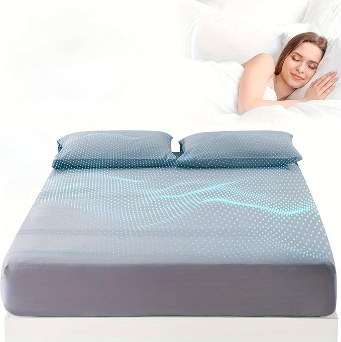 Grounding Sheets, 95% Organic Cotton + 5% Silver Fiber, Earth Connected Fitted Sheet with Grounding Cord (Gray, Full XL)