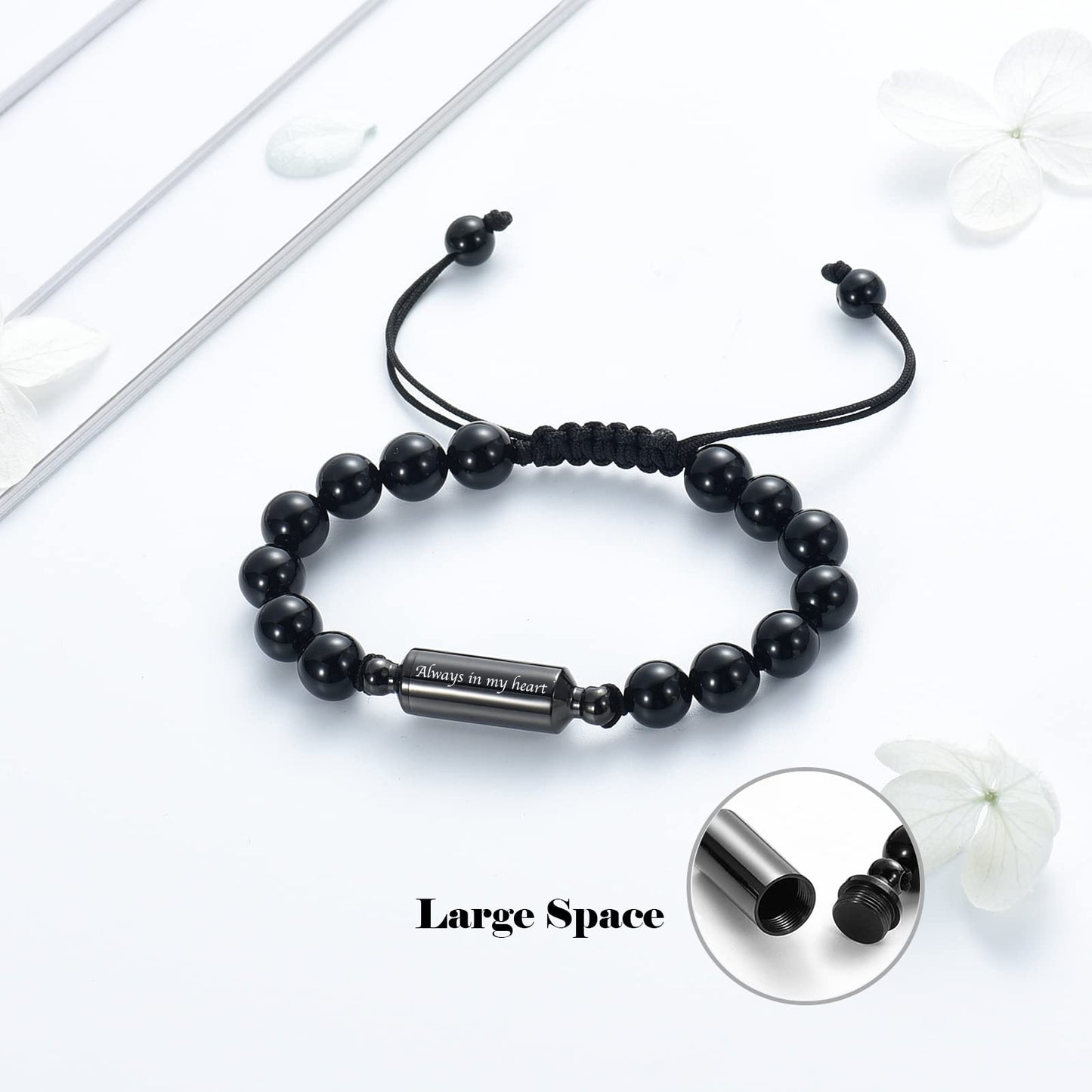 zeqingjw Stainless Steel Adjustable Cremation Bracelet for Ashes - Memorial Keepsake Bangle for Women Men