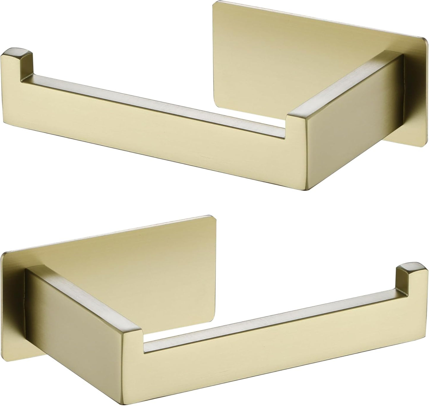 LANC Self-Adhesive Toilet Tissue Roll Holder, Brushed Gold Paper Holder for Bathroom RV Stick On Toilet Tissue Holder with Drill Free Rustproof Stainless Steel Left and Right 2 Pack, A8307BG-LRP2
