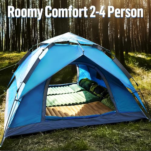 Night Cat Instant Popup Tents 2-3 Persons with Footprint Tarp Easy Setup Camping Tent with Rainfly Double Layers Waterproo...