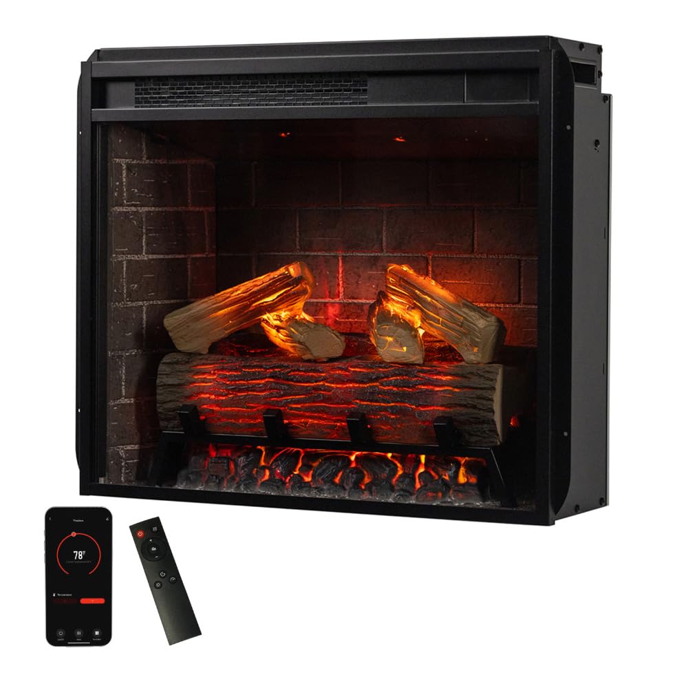 Modern Ember Uptown - Smart Home Electric Fireplace Insert, Electric Heater Heats up to 400 sq. ft., Wall Fireplace Electric with Remote Control for Heat Settings and Flame Colors, 28-inch