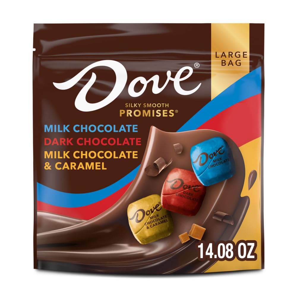 DOVE PROMISES Milk Chocolate, Dark Chocolate, and Milk Chocolate & Caramel Easter Candy, 14.08 Oz Large Bag