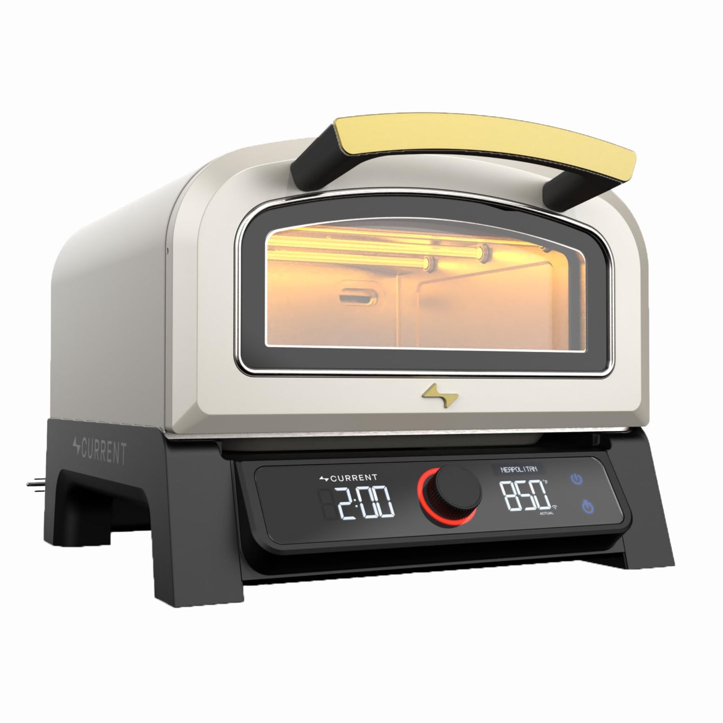 Current® Model P Smart Electric Pizza Oven, 12-Inch, 850°F Max, 5 Cooking Modes, App Connectivity for Temperature Monitoring & Custom Cooking Times, Compact for Indoor & Outdoor Use, Sand