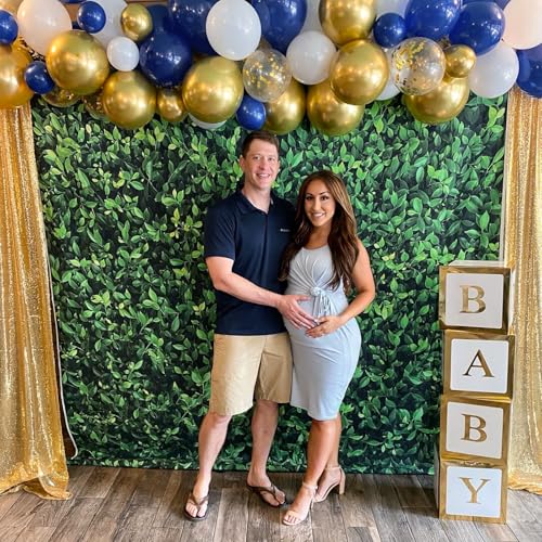 Netnology Navy Blue Gold Balloons Set, 60Pcs 12 Inch Navy Blue White Metallic Gold and Gold Confetti Latex Balloon for Bir...