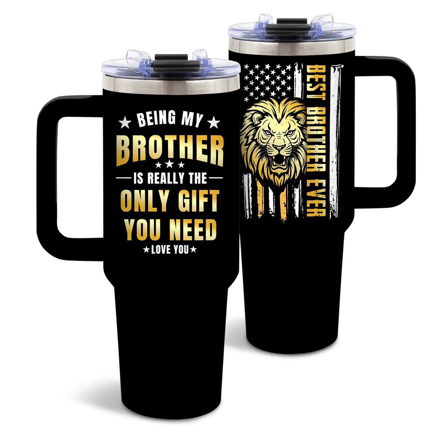 DUUV Birthday Gifts for Brother from Sister, Being Brothers is the Only Gift Tumbler for Men 40 Oz, Big Brother Gifts for Thanksgiving Christmas, Funny Gag Gift for Bro, 1PCS