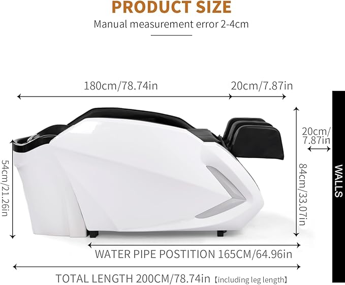 TATARTIST Shampoo Bed Head Spa Bed Full Body Electric Massage Table Armrest Leg Airbag Automatic Massage Hair Spa Equipment with Fumigation Function and 78 outlets Water Circulator (Black)
