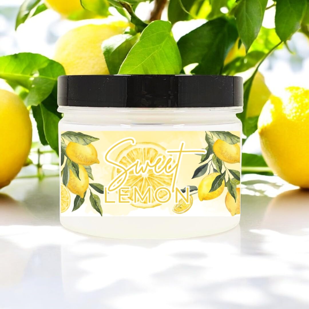 Body Powder for Women & Men Scented Sweet Lemon, Perfume Dusting Powder, Bath Powder with Fragrance & Essential Oils, Talc-Free 10oz Container with Lid, Made in USA