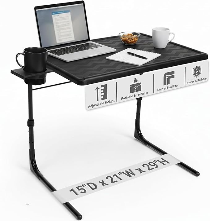 Table-Mate TV Tray Table | Portable Desk Folding Dinner Tray, Couch Table Trays for Eating Snack Food, Portable Laptop Des...