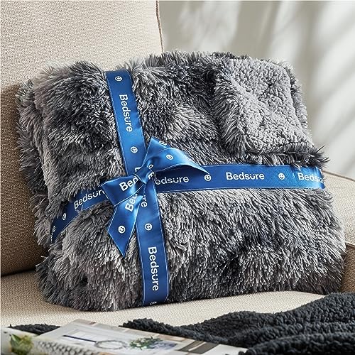 Bedsure GentleSoft Fluffy Fuzzy Faux Fur Throw Blanket for Couch, Soft Sherpa Fleece Cozy Gifts for Women, Plush Bed Blank...