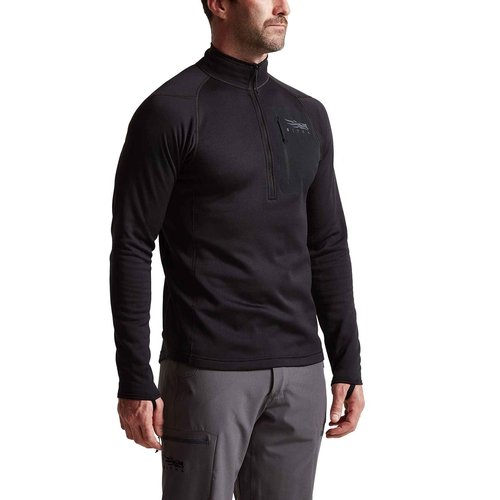 SITKA Gear Men's Core Midweight Zip-T Long Sleeve Hunting Shirt, Sitka Black, XL