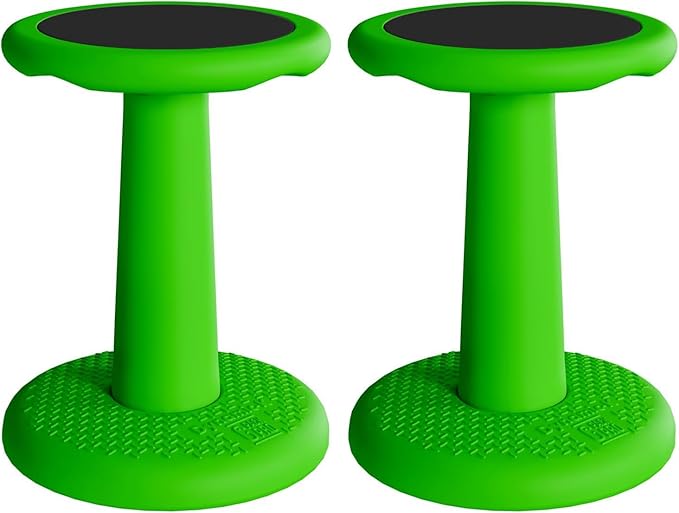 Gpack-pro Kids Wobble Stool 2-Pack – Improves Focus Attention – Non-Slip Base - Wiggle Chair Active Flexible Seating for Preschool Kindergarten Elementary School 17.7-Inch High (Green)