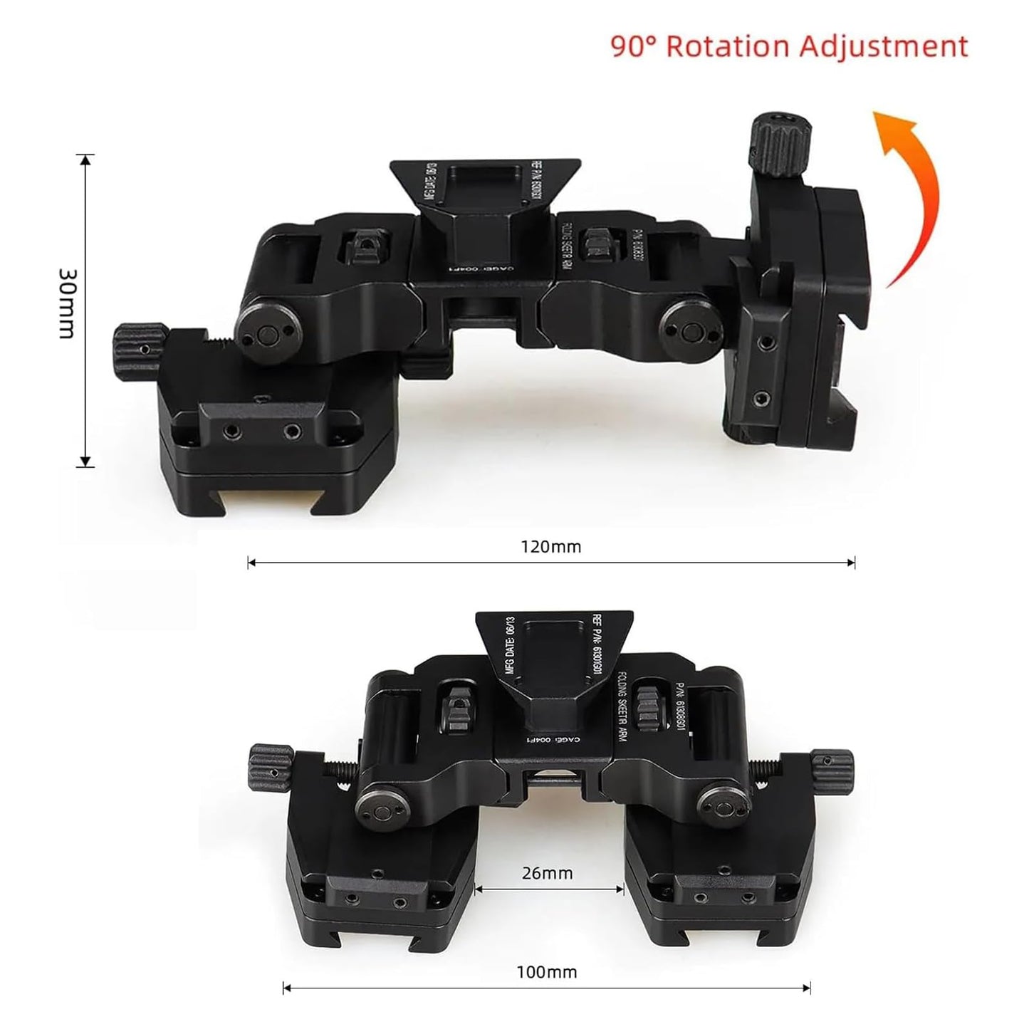 YSS PVS 14 Binocular Bridge Mount Modular Interface NVG Mount Adapter with L4 G24 Mount for PVS18/PVS 31 Suitable Monocular/Binocular Night Vision Goggles Aluminum