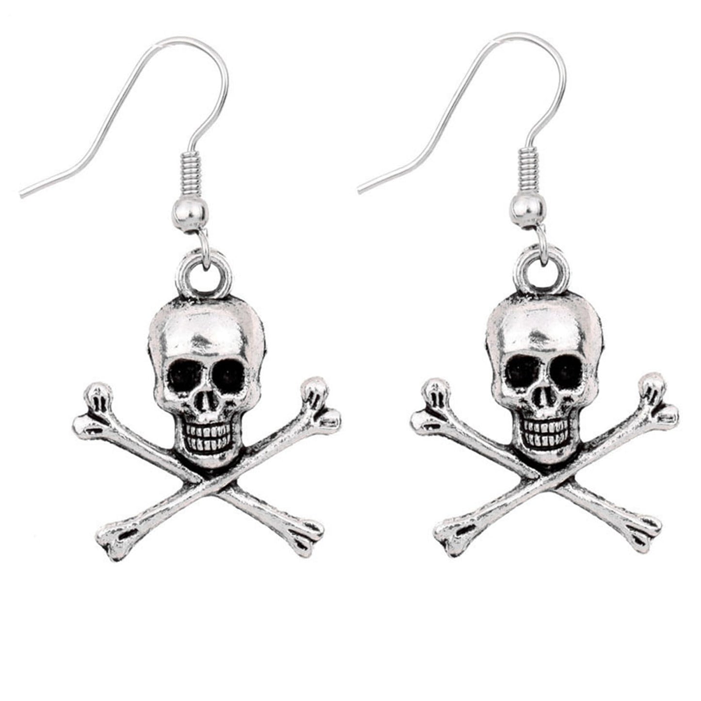 Leprato Skeleton Pirate Earrings Halloween Skull Dangle Earrings Ear Drops Hook Jewelry Gifts for Women
